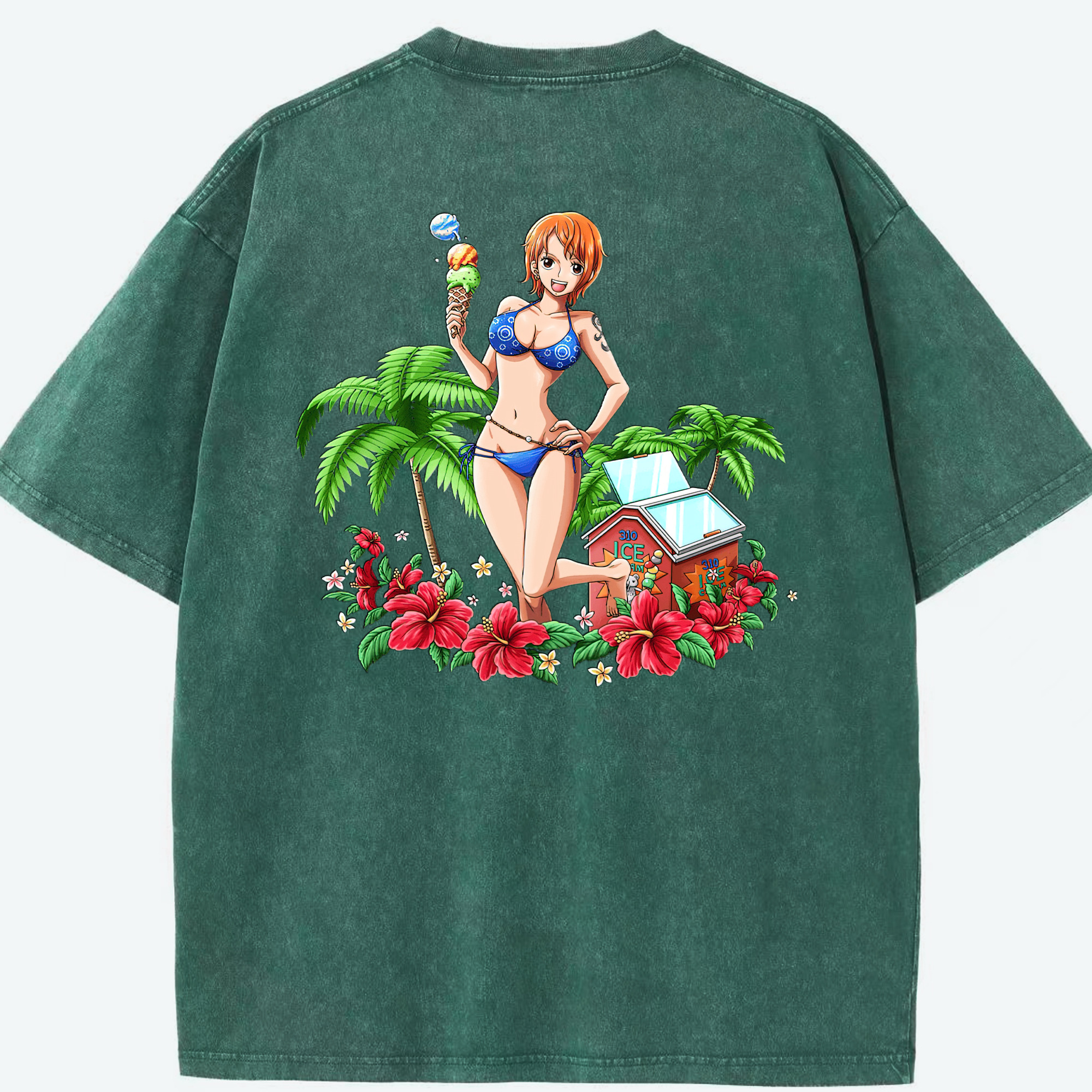 ワンピース ナミ ONE PIECE Nami 綿100% ヴィンテージ風 半袖Tシャツ（背面プリント）
